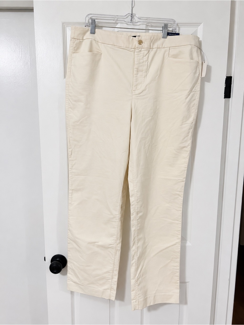 Talbots straight leg high waisted velveteen pant 18 cream
